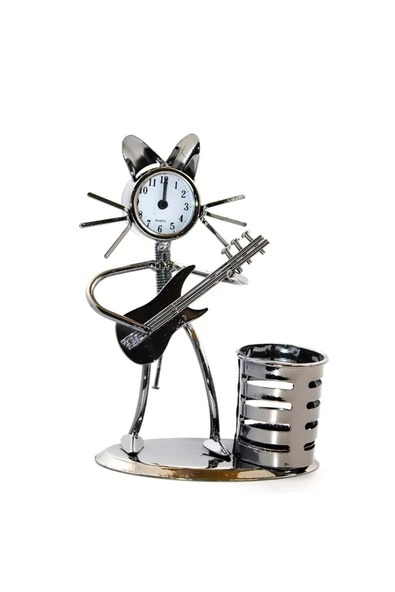 Wolawood Müzik Çalan Kedi Saatli Metal Kalemlik Vintage Tarz Masaüstü Hediyelik Eşya Dekoratif Biblo Süs Set ürün görseli 1