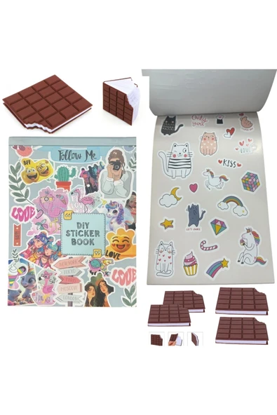 Wolawood Sticker Defter & Çikolata Aromalı Kokulu Not Defteri 2'li Set Eğlenceli İlgi Çekici Hediyelik Takım ürün görseli 1