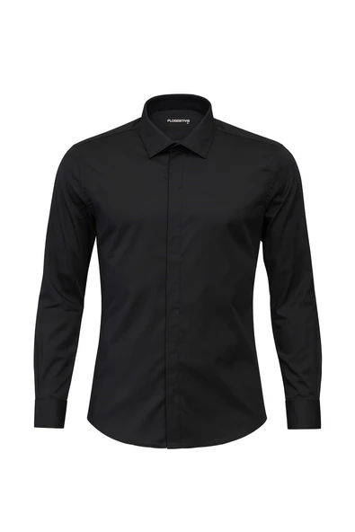 Erkek Klasik Gömlek – Pamuklu Esnek Kumaş,Slim Fit Uzun Kollu, Fransız Manşetli Plus Scorpion ürün görseli 1