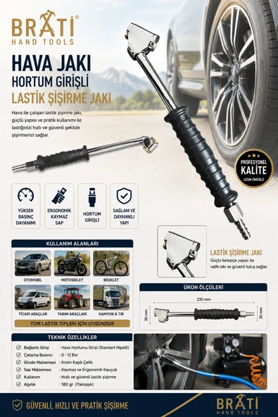 BRATİ HAND TOOLS Hava Jakı Hortum Girişli Lastik Şişirme Jakı ürün görseli 1