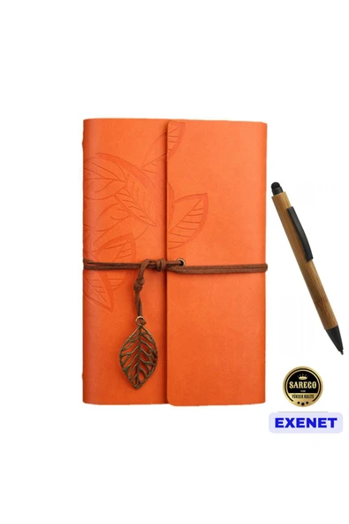 EXENET Nostaljik Vintage Defter ve Doğal Bambu Touch Tükenmez Kalem VIP İkili Set - Özel Hediyelik Takım ürün görseli 1