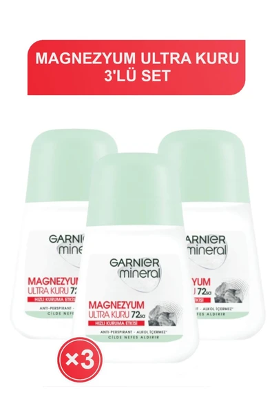 Garnier Mineral Magnezyum Ultra Kuru Roll-On 50 ml 3'lü Set ürün görseli 1