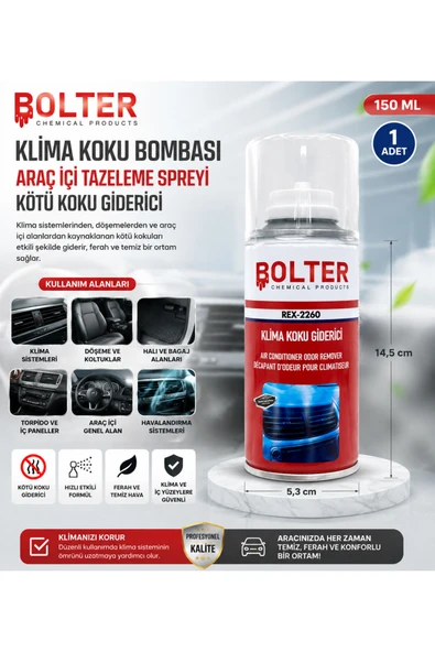 BOLTER CHEMİCAL PRODUCTS 150 ml Klima Koku Bombası Araç Içi Tazeleme Spreyi Kötü Koku Giderici (1 ADET) ürün görseli 1