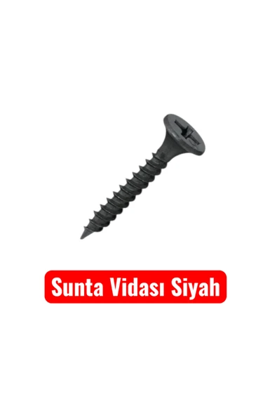 BOLTER 3,5x18 Sunta Mdf Ağaç Menteşe Ray Montaj Vidası Siyah (50 Adet) ürün görseli 1