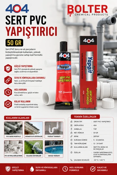 BOLTER CHEMİCAL PRODUCTS 404 Sert Pvc Yapıştırıcı 50 Gr ürün görseli 1