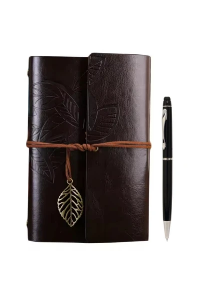 Wolawood El Yapımı Deri Kapaklı Defter ve Özel Kalem Seti Vintage Nostaljik Günlük, Ajanda Özel Gün Hediyesi ürün görseli 1