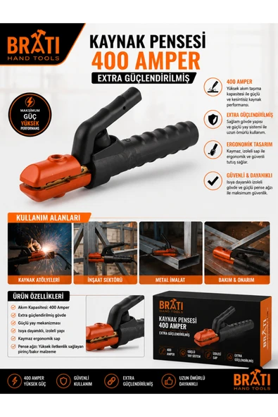 BRATİ HAND TOOLS Kaynak Pensesi 400 Amper Extra Güçlendirilmiş ürün görseli 1