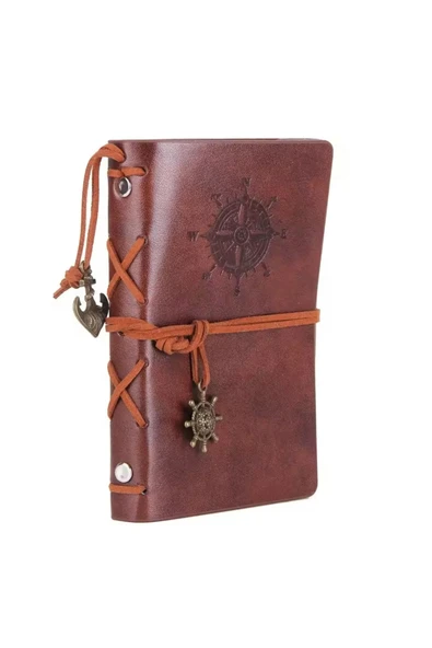 Wolawood Denizci Pusula Temalı Deri Kapaklı Defter Retro Vintage Nostaljik Anı Hatıra Lüks Konsept Hediyelik ürün görseli 1