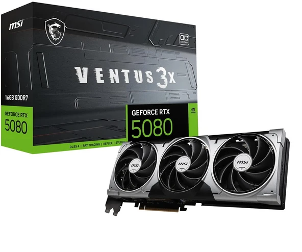 Msi GeForce RTX5080 16GB GDDR7 PCI Express 5.0 16G VENTUS 3X OC Ekran Kartı ürün görseli 1
