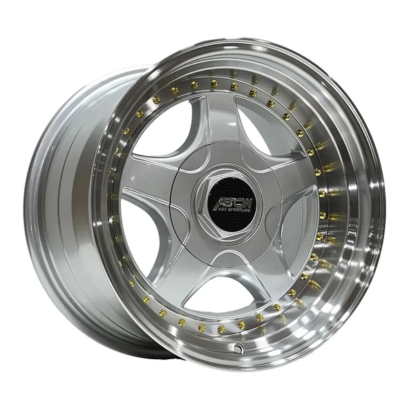 10 X 17 BCH-7813 5X112/120 ET30 72.56 SILVER LIP MAC+GOLD RIVETS ürün görseli 1