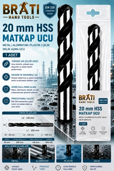 BOLTER 20 Mm Hss Matkap Ucu Metal Alüminyum Ahşap Plastik Çelik Delme Uç Delik Açma Uçları 1 Adet ürün görseli 1