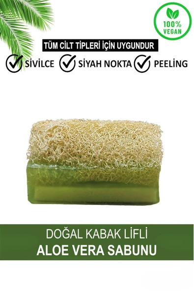 Wolawood Doğal Kabak Lifli Aloe Vera Sabunu %100 Bitkisel El Yapımı Peeling Temizleyici Organik Cilt Bakımı ürün görseli 1