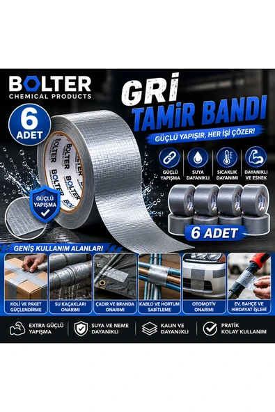 BOLTER CHEMİCAL PRODUCTS GRİ BRANDA ÇADIR TAMİR BANDI 48MM X 10 MT 6 Adet ürün görseli 1