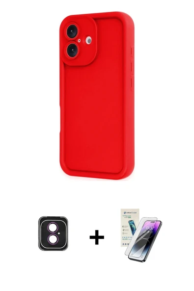 MARSİLYAN™- iPhone 16 Kılıf Yankı Yansıma Özel Seri - Şeffaf Pasifik Cam Ekran Koruyucu + PVD Metal Kamera Lens - PE ürün görseli 1