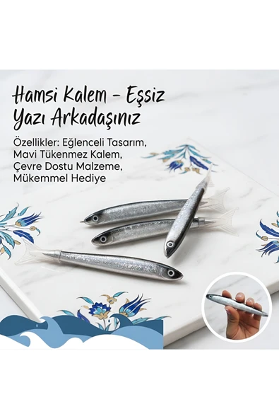 Wolawood Karadeniz Hamsisi Tasarımlı Tükenmez Kalem Eğlenceli Dekoratif Kalem Ofis Okul Masaüstü Hediyelik Şirin Balık Figürlü Yazı Kalemi ürün görseli 1
