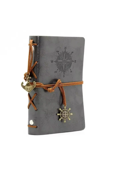 Wolawood Denizci Pusula Temalı Deri Kapaklı Defter Retro Vintage Nostaljik Anı Hatıra Lüks Konsept Hediyelik ürün görseli 1