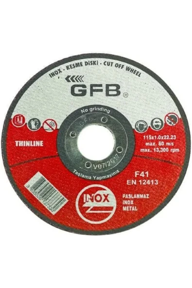 GFB 50 Adet Inox Kesici Taş 115x1.0x22.23mm ürün görseli 1