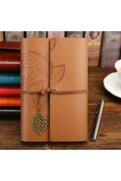 Wolawood Deri Kapaklı Defter – Vintage, Özel El Yapımı, Çizgisiz Günlük, Ajanda, Hatıra, Gezi Not Defteri ürün görseli 1