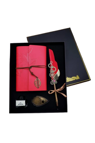 Wolawood Nostaljik Divit Hokka Kaligrafi Seti Mürekkep Deri Defter Özel Kutulu Hediyelik Antika Yazı Takımı ürün görseli 1