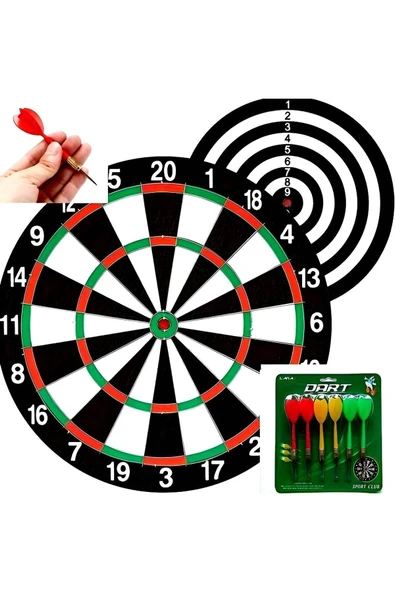 Wolawood Dart Tahtası Seti 6 Ok Dahil Duvar Tipi Çift Taraflı Dart Oyunu Hedef Spor Eğlence Vıp Hediyelik Set ürün görseli 1