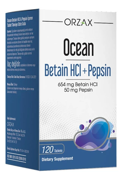 Ocean Betain HCI+ Pepsin Takviye Edici Gıda 120 Tablet ürün görseli 1