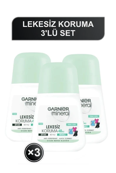 Garnier Mineral Lekesiz Koruma Ferah Koku Anti Perspirant Roll on 50ml 3'lü Set ürün görseli 1