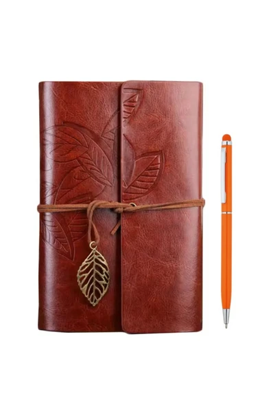 Wolawood El Yapımı Deri Kapaklı Defter ve Özel Kalem Seti Vintage Nostaljik Günlük, Ajanda Özel Gün Hediyesi ürün görseli 1
