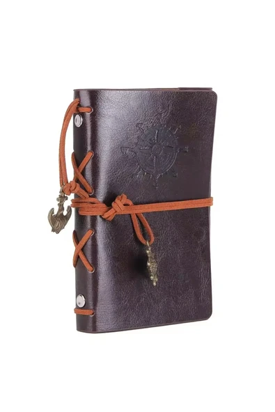 Wolawood Denizci Pusula Temalı Deri Kapaklı Defter Retro Vintage Nostaljik Anı Hatıra Lüks Konsept Hediyelik ürün görseli 1