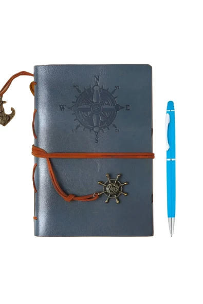 Wolawood Deri Kapaklı Vintage Defter Vip Kalem Hediyeli Kraft Sayfa Günlük Not Ajanda Anı Hatıra Defteri ürün görseli 1
