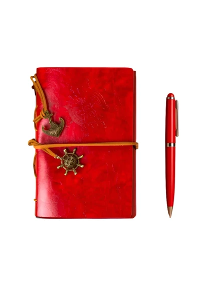 Wolawood Deri Kapaklı Vintage Defter Vip Kalem Hediyeli Kraft Sayfa Günlük Not Ajanda Anı Hatıra Defteri ürün görseli 1