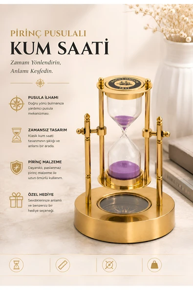 Wolawood Imperial Heritage Edition Pirinç Pusulalı Kum Saati, Imperium Vintage Masa Üstü Dekor | Premium Koleksiyon Serisi | Sınırlı Üretim ürün görseli 1