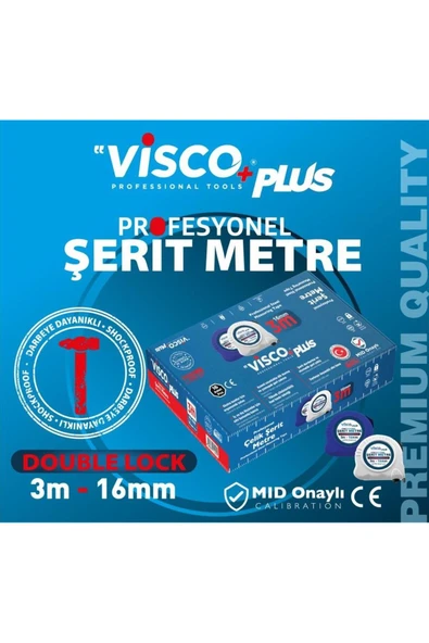 visco Çelik Şerit Metre 3m X 16 Mm Mavi - Resim 3