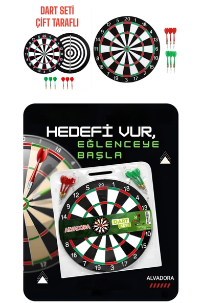 Wolawood Luxury Premium Profesyonel Çift Taraflı Dart Seti Tahtası ve Metal Uçlu Ok Takımı Özel Eğlence Seti ürün görseli 1