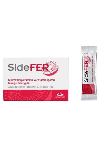 Sidefer Sukrozomiyal Demir ve Vitamin 20 Toz Paket ürün görseli 1