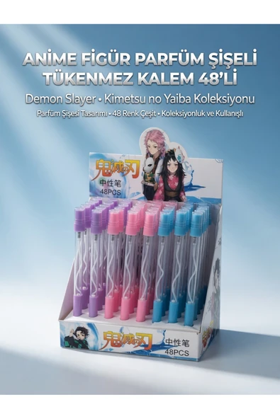 Wolawood Anime Figür Temalı 48’li PCS Toptan Tükenmez Kalem Seti Özel Parfüm Şişeli Ultra Şık Kaliteli Takım ürün görseli 1