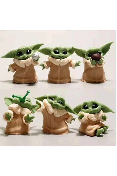 Jetcom 6 Adet Takım k Yoda Hareketli Oyuncak kler Anime 5-6 cm Star Wars Kawai Minik Dekor ürün görseli 1