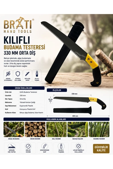 BRATİ HAND TOOLS Kılıflı Budama Testeresi 330 Mm Orta Diş ürün görseli 1