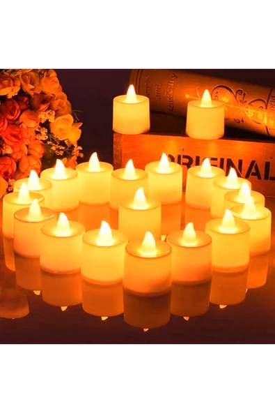 Wolawood LED Işıklı 24 Adet Pilli Mini Mum Seti Dekoratif Lamba Süsleme Ambiyans Aydınlatma Özel Konsept Seri ürün görseli 1