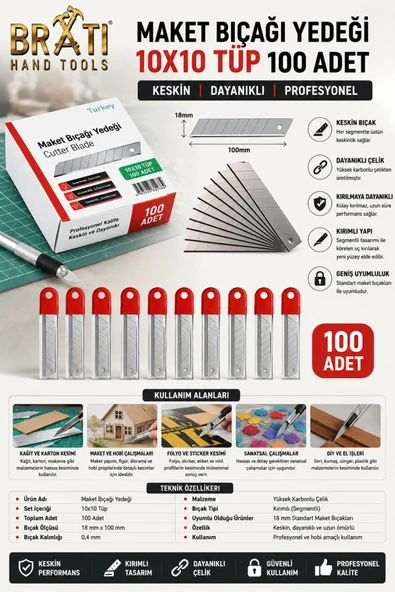 BOLTER MAKET BIÇAĞI YEDEĞİ 10X10 TÜP 100 ADET ürün görseli 1