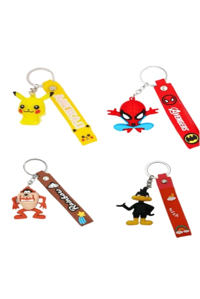 TAŞARAVM Pokemon Pikachu Spiderman Tazmanya Canavarı Duffy Duck Sevimli Çizgi Film Karakterleri Lüks 4'lü Set ürün görseli 1