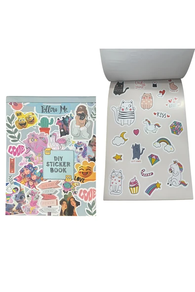 Wolawood Sticker Defter 16 Yaprak Çıkartmalı Renkli Dekoratif Etiket Defteri, Koleksiyonluk Eğlenceli Tasarım ürün görseli 1