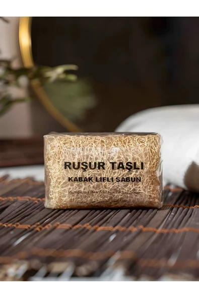 Wolawood Ruşur Taşlı Kabak Lifli Sabun %100 Doğal El Yapımı Peeling Etkili Cilt Temizleyici Sabun ürün görseli 1