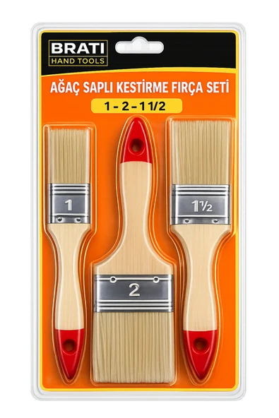 BRATİ HAND TOOLS Ağaç Saplı Kestirme Fırça Seti 1-1,5-2 No ürün görseli 1