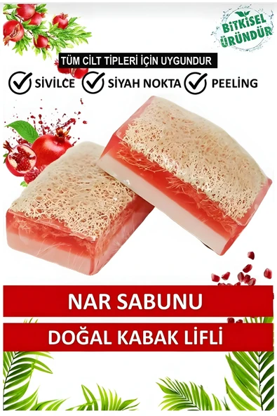 Wolawood Doğal Nar Kabak Lifli Sabun %100 El Yapımı Bitkisel Organik Peeling ve Cilt Bakımı Sabunu ürün görseli 1