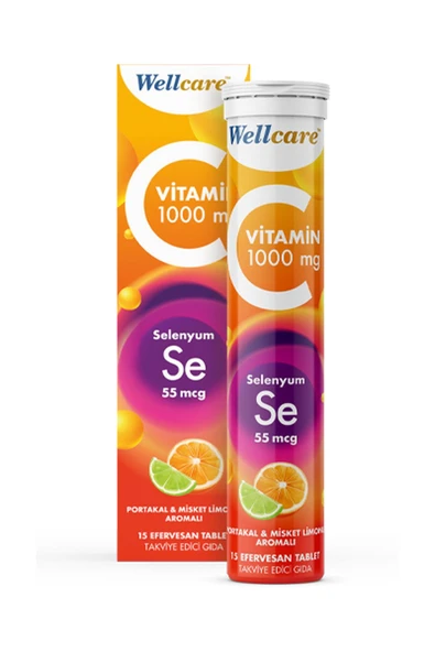 Wellcare Vitamin C + Selenyum 15 Efervesan tablet ürün görseli 1