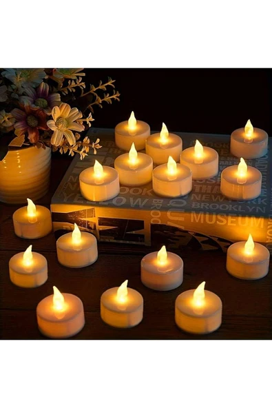 EXENET Uzun Ömürlü 72 Adet Pilli LED Işıklı Dekoratif Mum Gerçek Alev Efekti Özel Günler İçin Premium Dekor ürün görseli 1