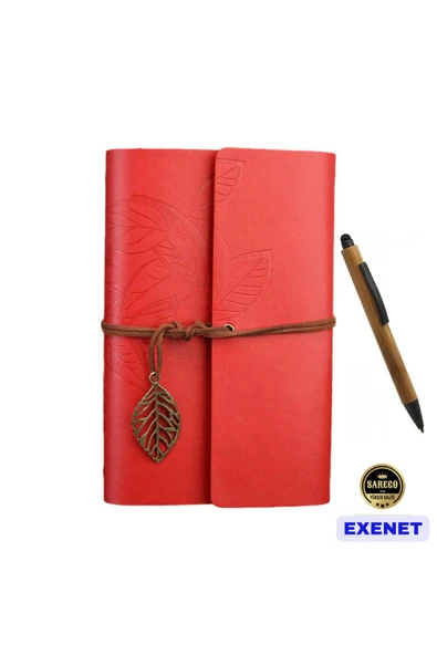EXENET Nostaljik Vintage Defter ve Doğal Bambu Touch Tükenmez Kalem VIP İkili Set - Özel Hediyelik Takım ürün görseli 1