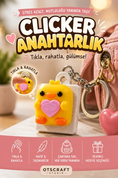 Otscraft Studio Civciv Clicker Anahtarlık 3D Baskı Stres Giderici Fidget Anahtarlık Çanta Süsü & Hediyelik Aksesuar ürün görseli 1