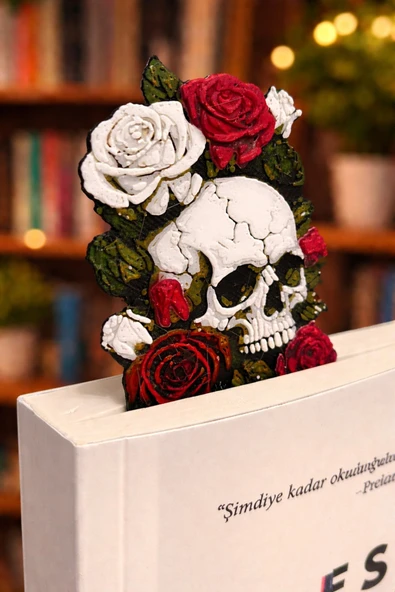 Otscraft Studio Skull & Roses Gotik Tasarım Plastik Kitap Ayracı ürün görseli 1