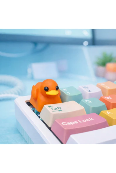 Otscraft Studio TURUNCU Minik Ördek Tasarımlı Keycap –Eğlenceli Mekanik Klavye Tuşu ürün görseli 1